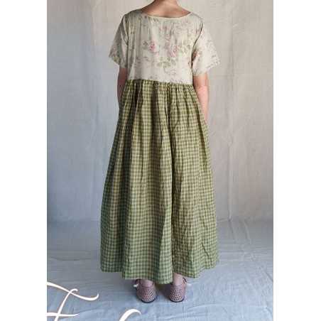 Les Ours Robe Rina Vichy vert lin