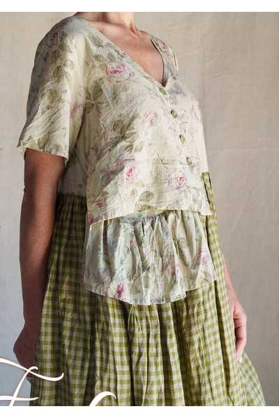 Les Ours Robe Rina Vichy vert lin