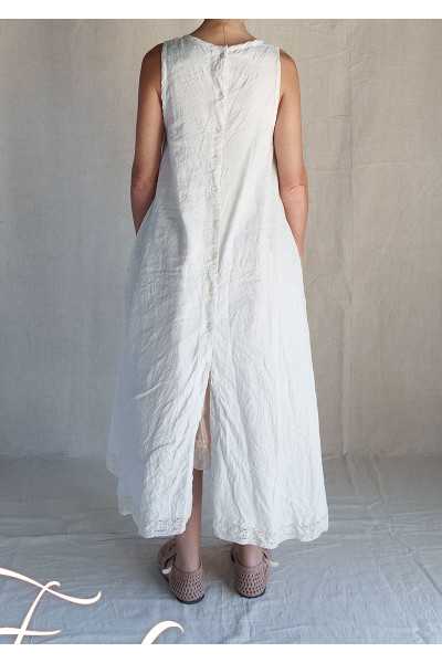 Les Ours Robe Calanga écru coton et lin