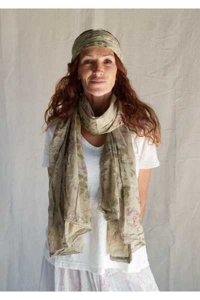 Les Ours Echarpe Pauline verveine fleurs coton