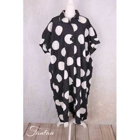 PLÜ-Plus la vie Chemise longue 4025 blackwhitedots