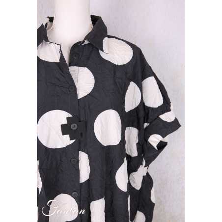 PLÜ-Plus la vie Chemise longue 4025 blackwhitedots