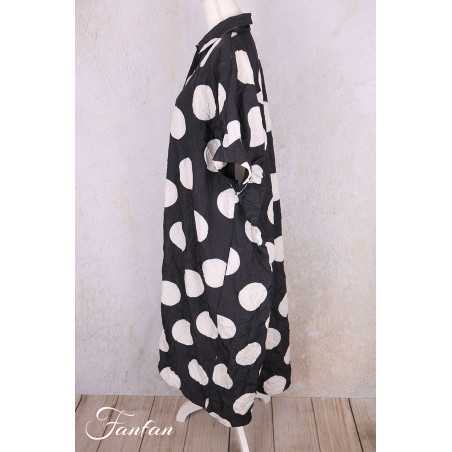 PLÜ-Plus la vie Chemise longue 4025 blackwhitedots