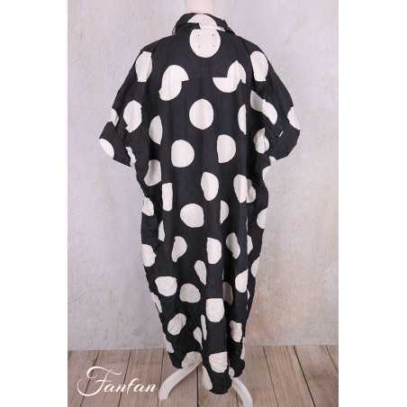 PLÜ-Plus la vie Chemise longue 4025 blackwhitedots