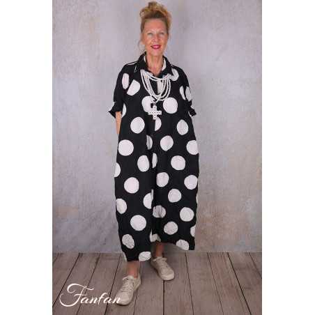 PLÜ-Plus la vie Chemise longue 4025 blackwhitedots