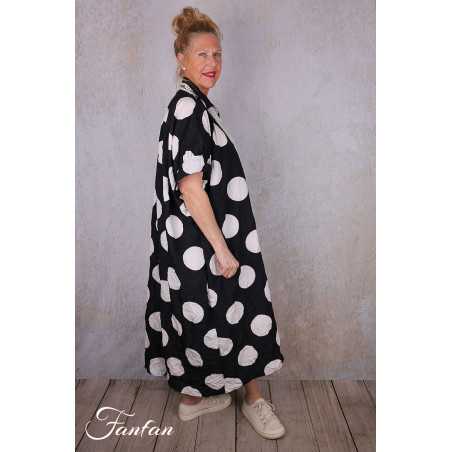 PLÜ-Plus la vie Chemise longue 4025 blackwhitedots
