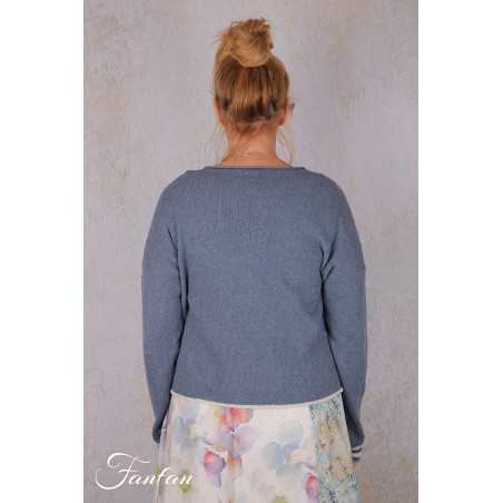 EWA I WALLA Cardigan Cordelia bleu 44207 tricot coton recyclé