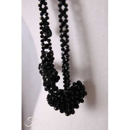 PLÜ-Plus la vie Collier long en perles noires à nouer11564