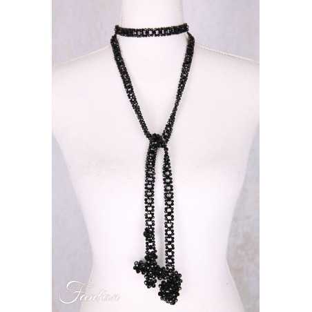 PLÜ-Plus la vie Collier long en perles noires à nouer11564
