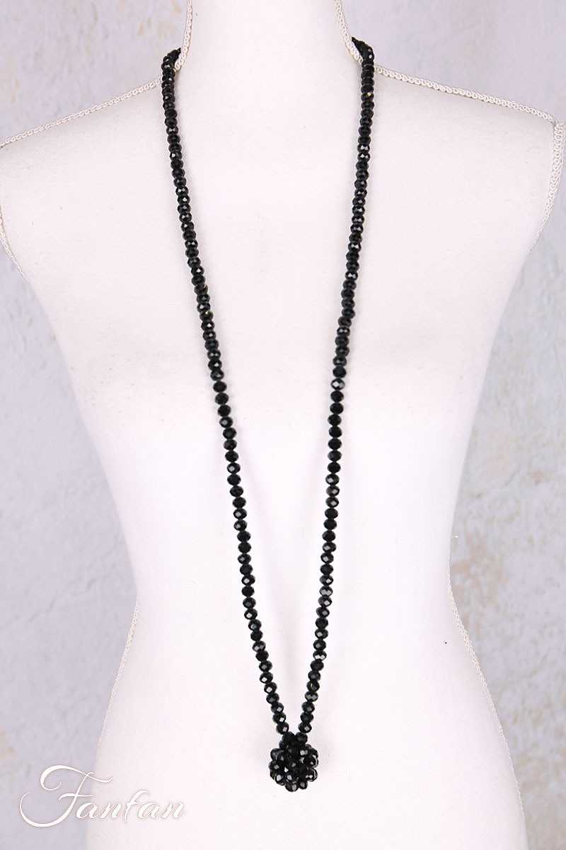 PLÜ-Plus la vie Collier long perles noires Across marble 1530