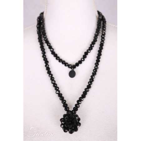 PLÜ-Plus la vie Collier long perles noires Across marble 1530