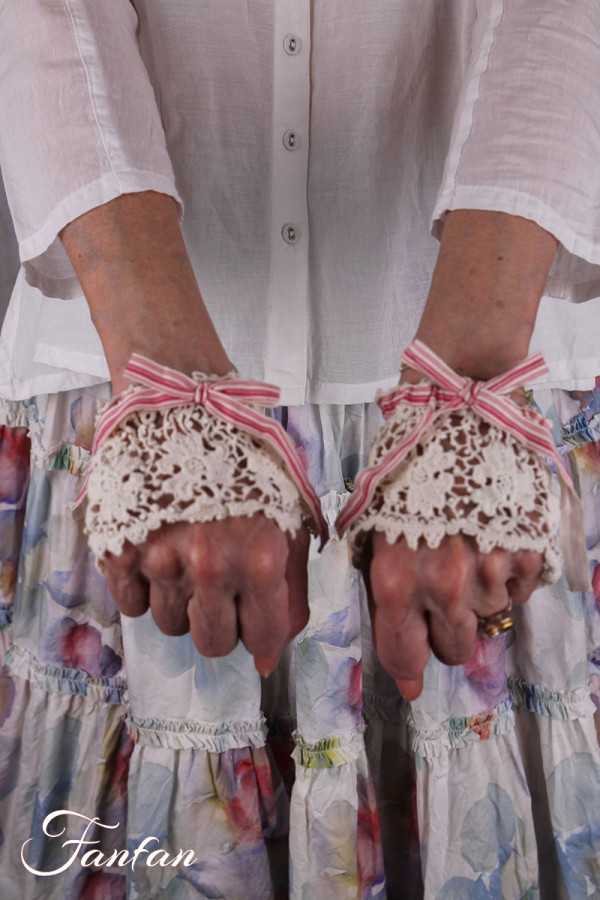 EWA I WALLA manchettes Gemma Crème 77623 Dentelle Coton