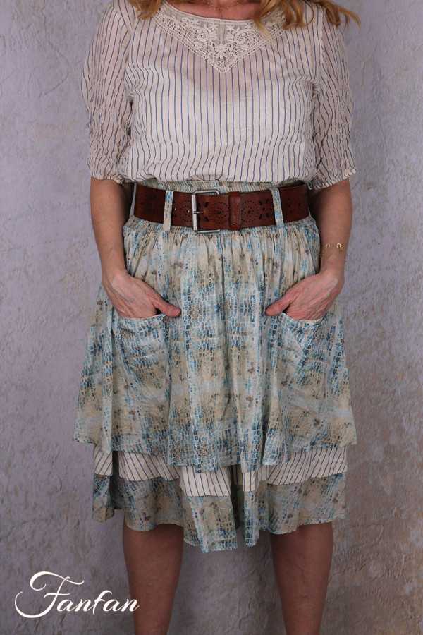 EWA I WALLA Jupe Estella Original Checked Voile 22314 Coton Bio