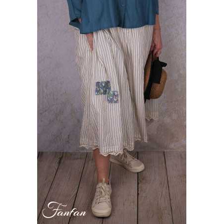 EWA I WALLA Jupe Evelyn Original Striped voile 22318 Coton Bio