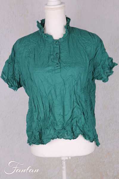 Privatsachen Blouse Applikleid Jade en coton égyptien froissé