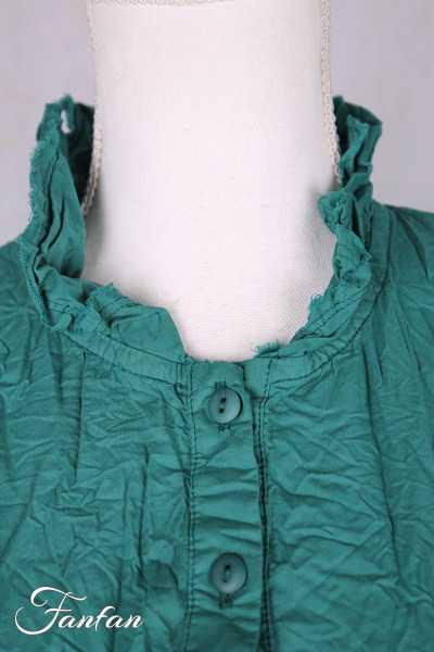 Privatsachen Blouse Applikleid Jade en coton égyptien froissé