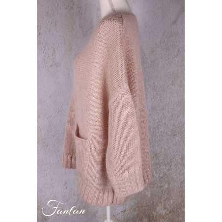 Les Ours Pull Abeliau rose maille
