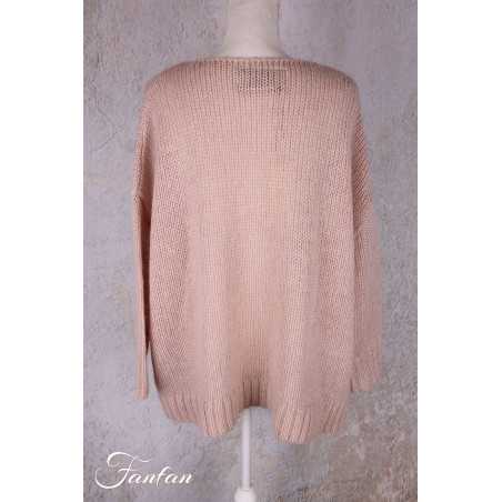 Les Ours Pull Abeliau rose maille