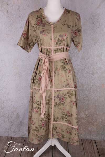 Les Ours Robe Sango Fleurs verveine coton