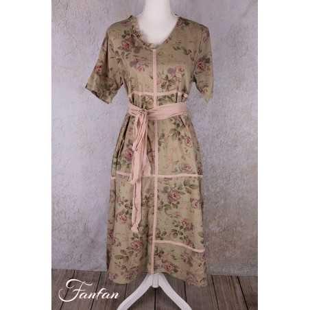 Les Ours Robe Sango Fleurs verveine coton