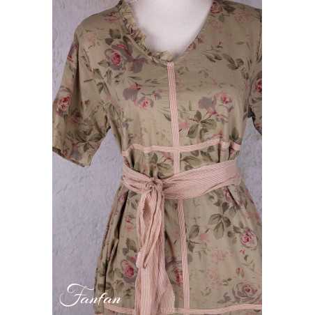 Les Ours Robe Sango Fleurs verveine coton