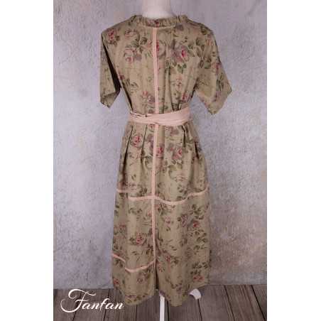 Les Ours Robe Sango Fleurs verveine coton