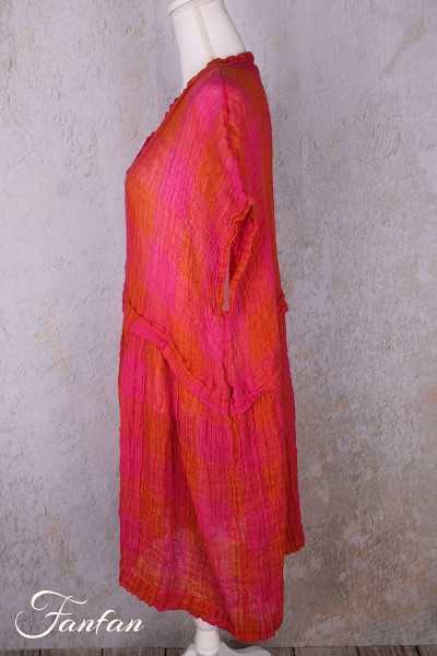 Grizas Tunique 52744-L-417 lin gaufré rouge et orange