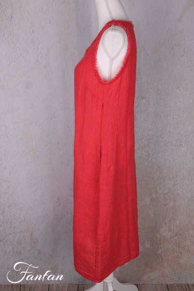 Grizas Robe 91884-L-422 en lin gaufré rouge et orange