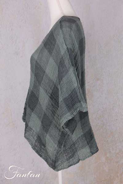 Grizas Top 52745-L-416 en lin gaufré vert