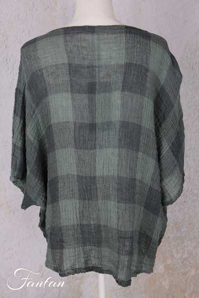Grizas Top 52745-L-416 en lin gaufré vert