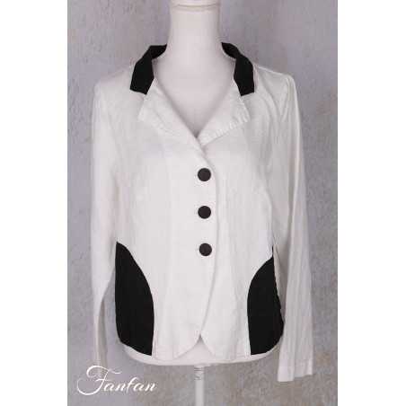 Grizas Veste 71390-L532-151-17 en lin blanc et noir