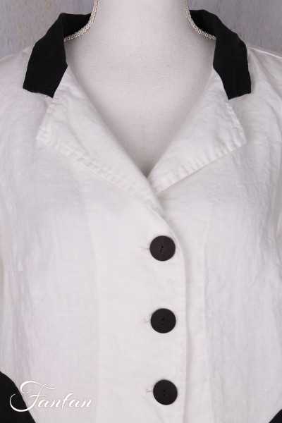 Grizas Veste 71390-L532-151-17 en lin blanc et noir