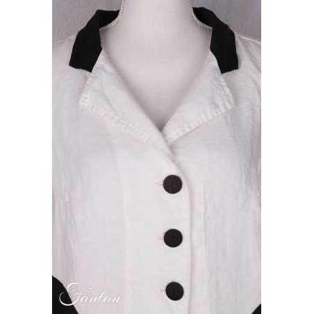 Grizas Veste 71390-L532-151-17 en lin blanc et noir