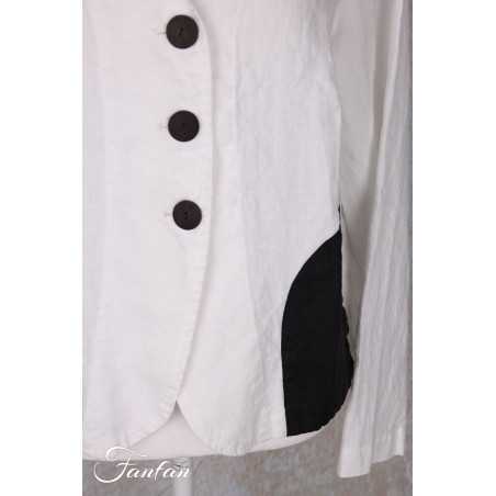 Grizas Veste 71390-L532-151-17 en lin blanc et noir
