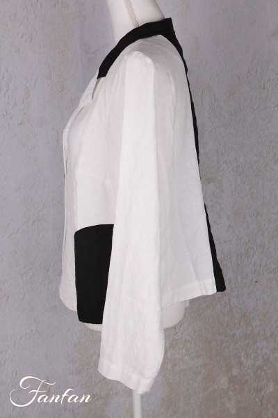 Grizas Veste 71390-L532-151-17 en lin blanc et noir