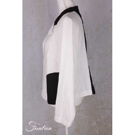 Grizas Veste 71390-L532-151-17 en lin blanc et noir