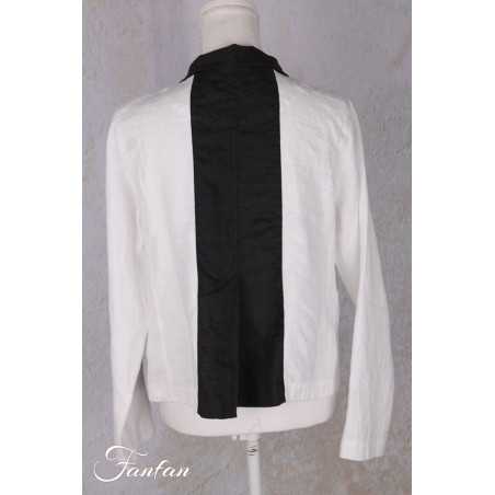 Grizas Veste 71390-L532-151-17 en lin blanc et noir