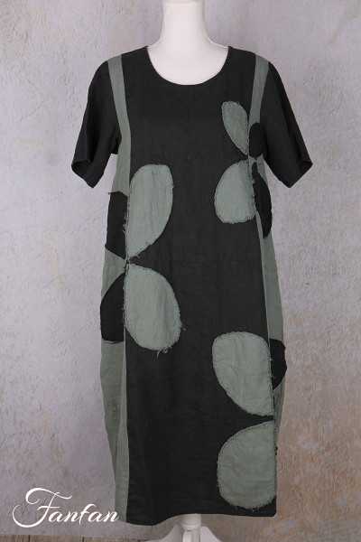 Grizas Robe 91830-L532-17 en lin noir et vert