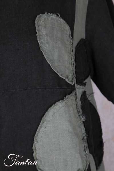 Grizas Robe 91830-L532-17 en lin noir et vert