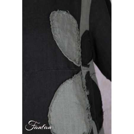 Grizas Robe 91830-L532-17 en lin noir et vert