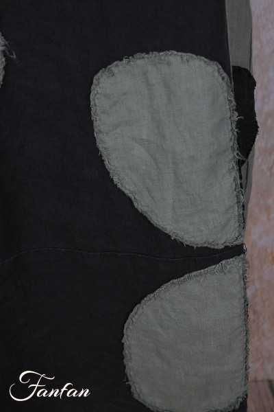 Grizas Robe 91830-L532-17 en lin noir et vert