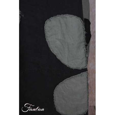 Grizas Robe 91830-L532-17 en lin noir et vert