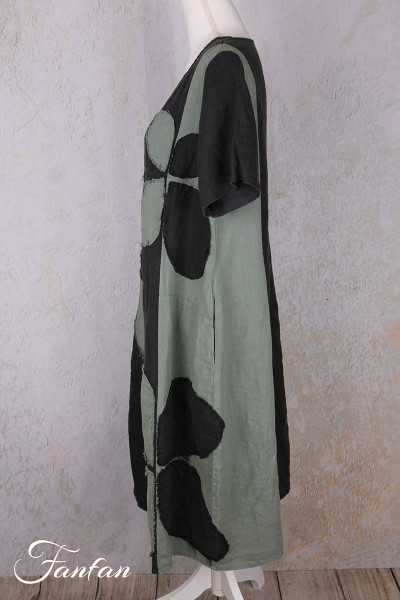 Grizas Robe 91830-L532-17 en lin noir et vert