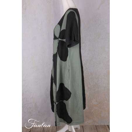 Grizas Robe 91830-L532-17 en lin noir et vert