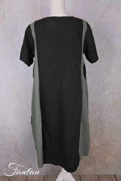 Grizas Robe 91830-L532-17 en lin noir et vert