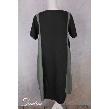 Grizas Robe 91830-L532-17 en lin noir et vert