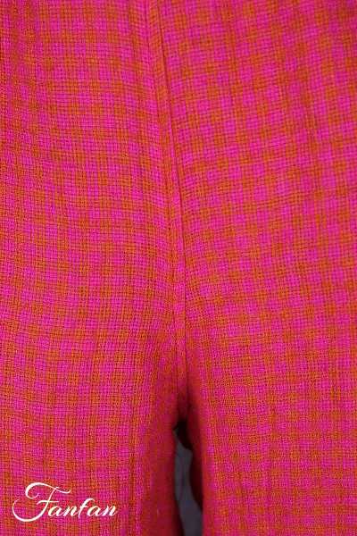Grizas Pantalon 3858-L-422 en lin gaufré rouge et orange