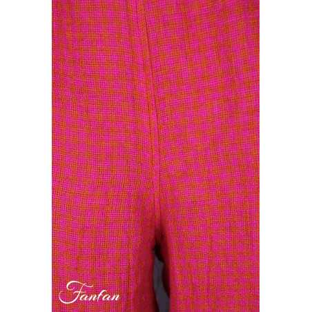 Grizas Pantalon 3858-L-422 en lin gaufré rouge et orange