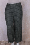 Grizas Pantalon 3713-L-425 lin gaufré petit carreau vert et noir