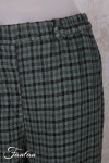 Grizas Pantalon 3713-L-425 lin gaufré petit carreau vert et noir
